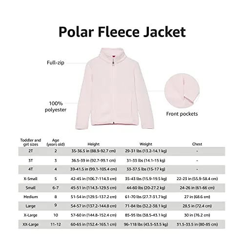 Amazon Essentials Girls' Polar Fleece Full-Zip Mock Jacket, Green, Small