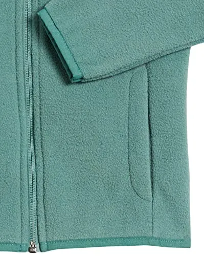 Amazon Essentials Girls' Polar Fleece Full-Zip Mock Jacket, Green, Small