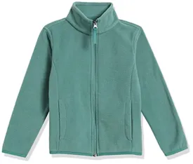 Amazon Essentials Girls' Polar Fleece Full-Zip Mock Jacket, Green, Small