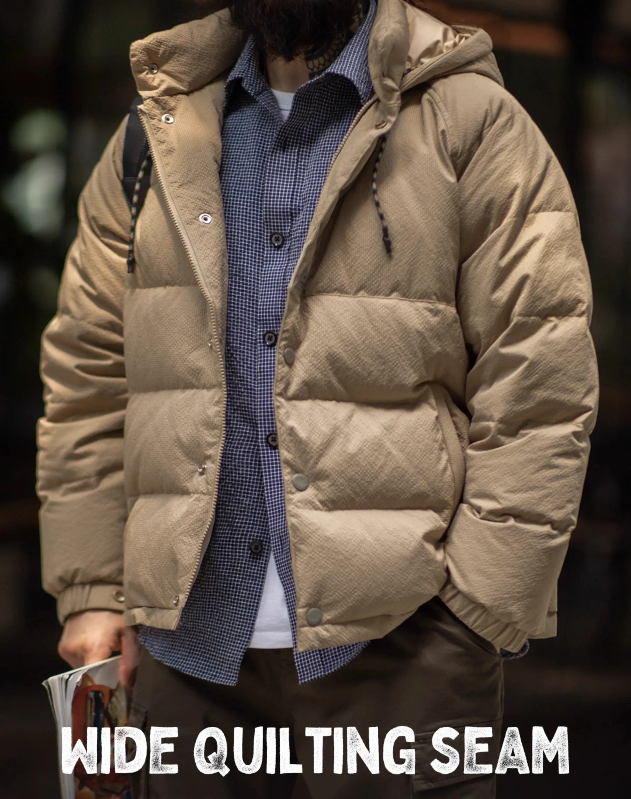 American Retro 90 White Duck Down Hooded Warm Men's Jacket