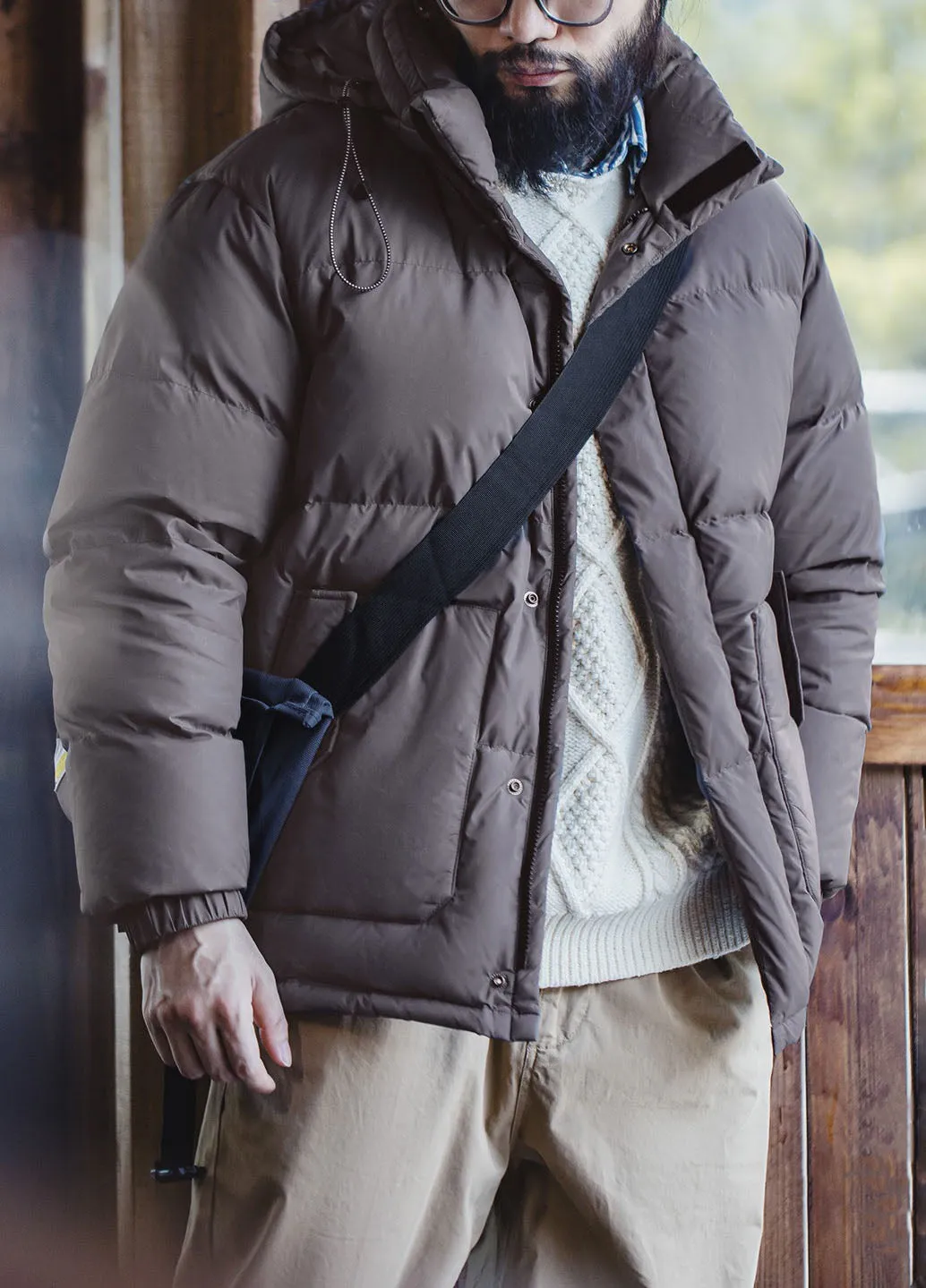 American Retro Oil Wax Down Removable Hood Thickened Men's Jacket