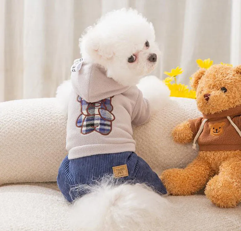 Autumn and winter dog plaid colorblock overalls four-legged clothes