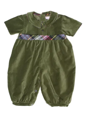 Baby Boys Olive Green Velvet Overalls Oliver