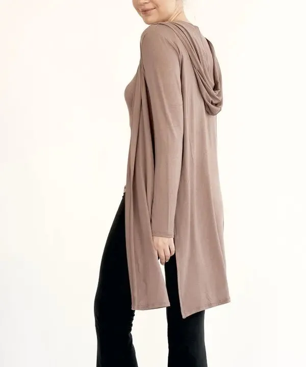 Bamboo Slim Cardgian With A Hoodie