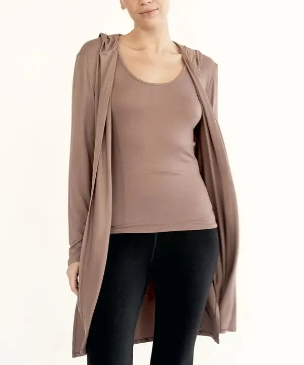 Bamboo Slim Cardgian With A Hoodie