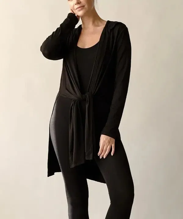 Bamboo Slim Cardgian With A Hoodie