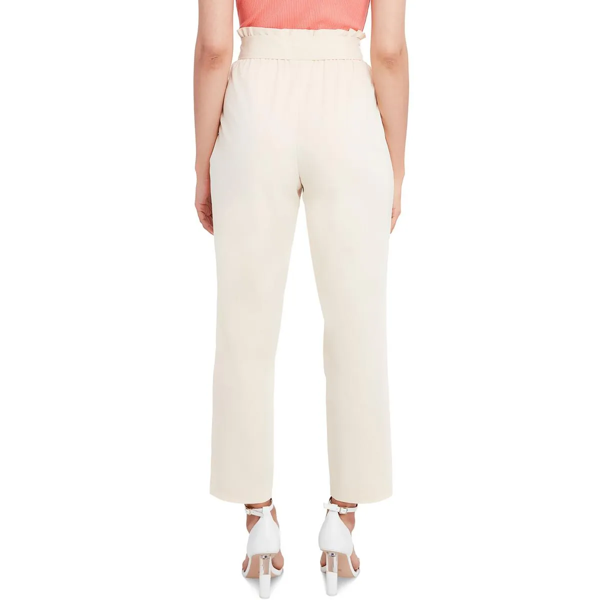 BCBGeneration Womens Belted Paperbag Straight Leg Pants