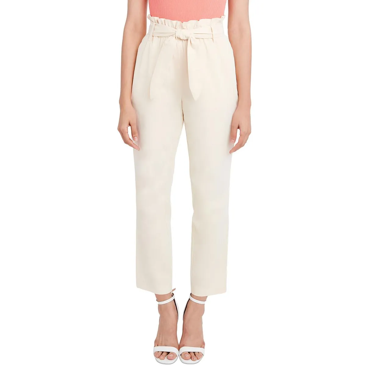 BCBGeneration Womens Belted Paperbag Straight Leg Pants