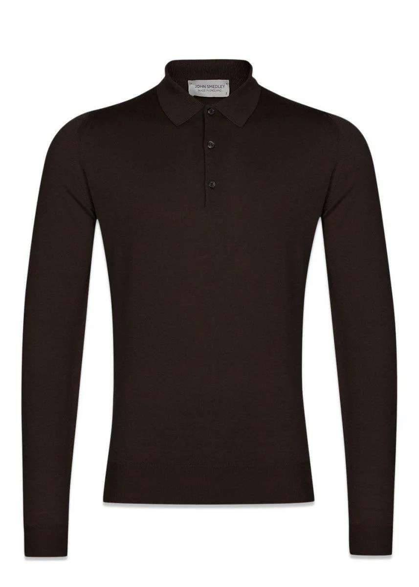 Belper Knitted Polo LS - Dk Cocao
