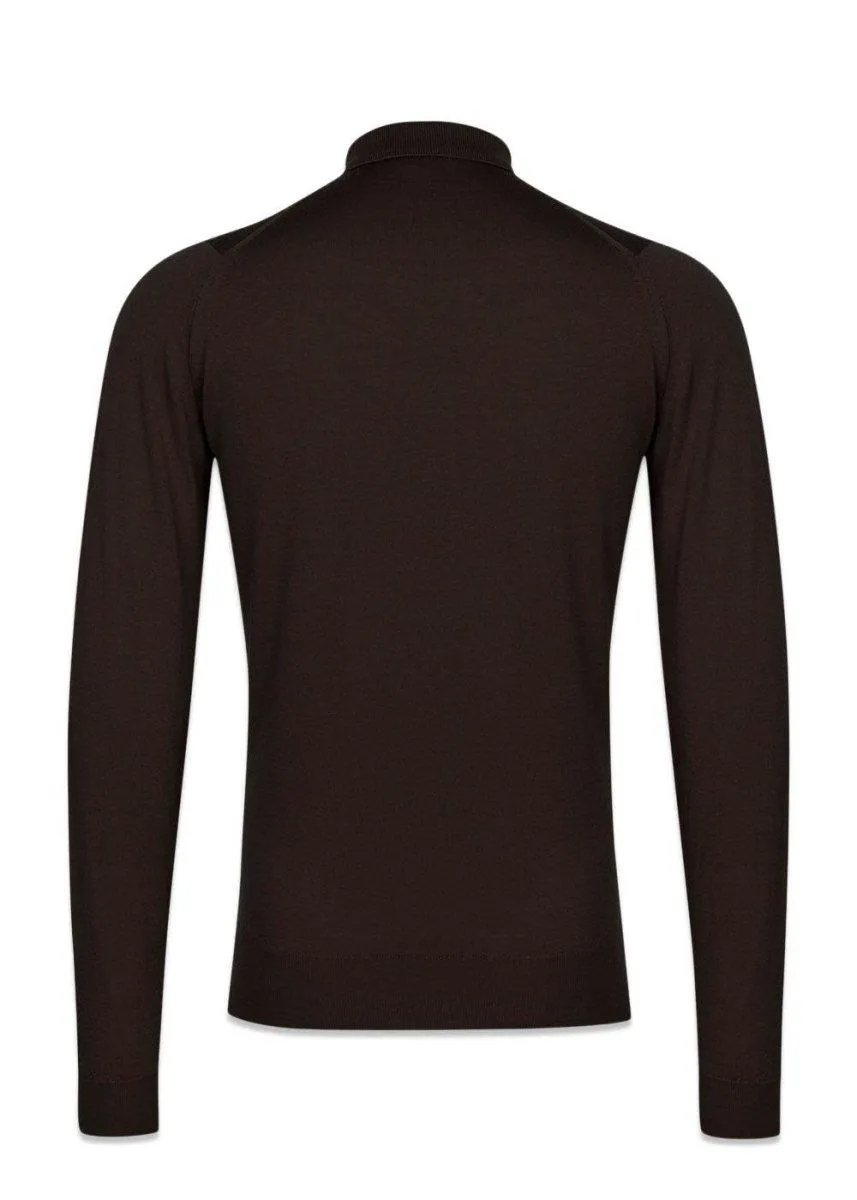 Belper Knitted Polo LS - Dk Cocao
