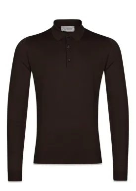 Belper Knitted Polo LS - Dk Cocao