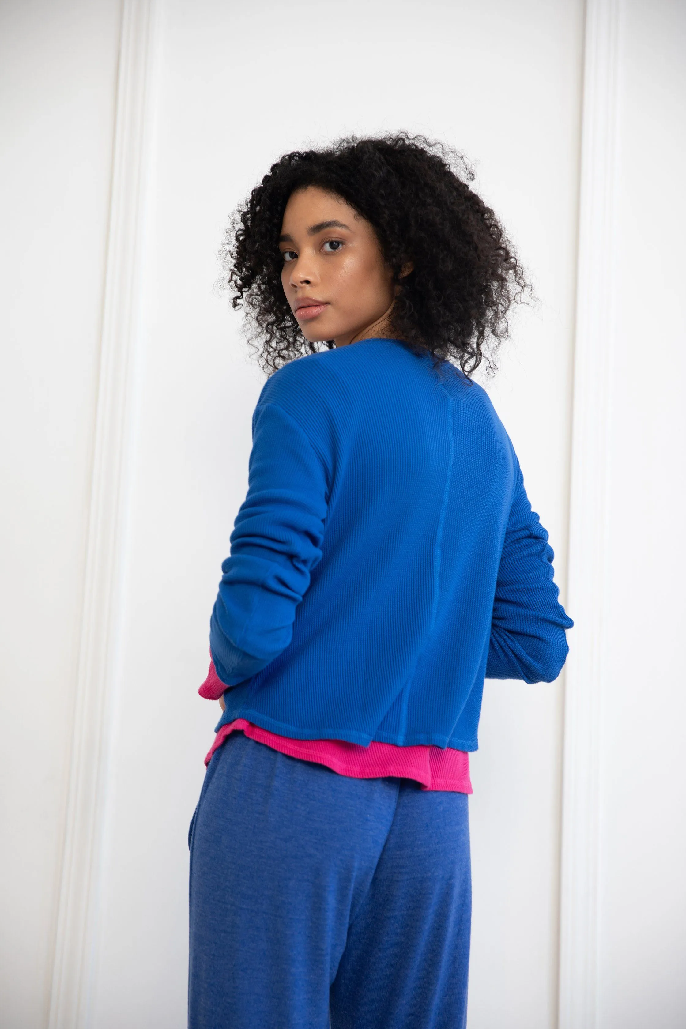 Blue Scoop Slit Top