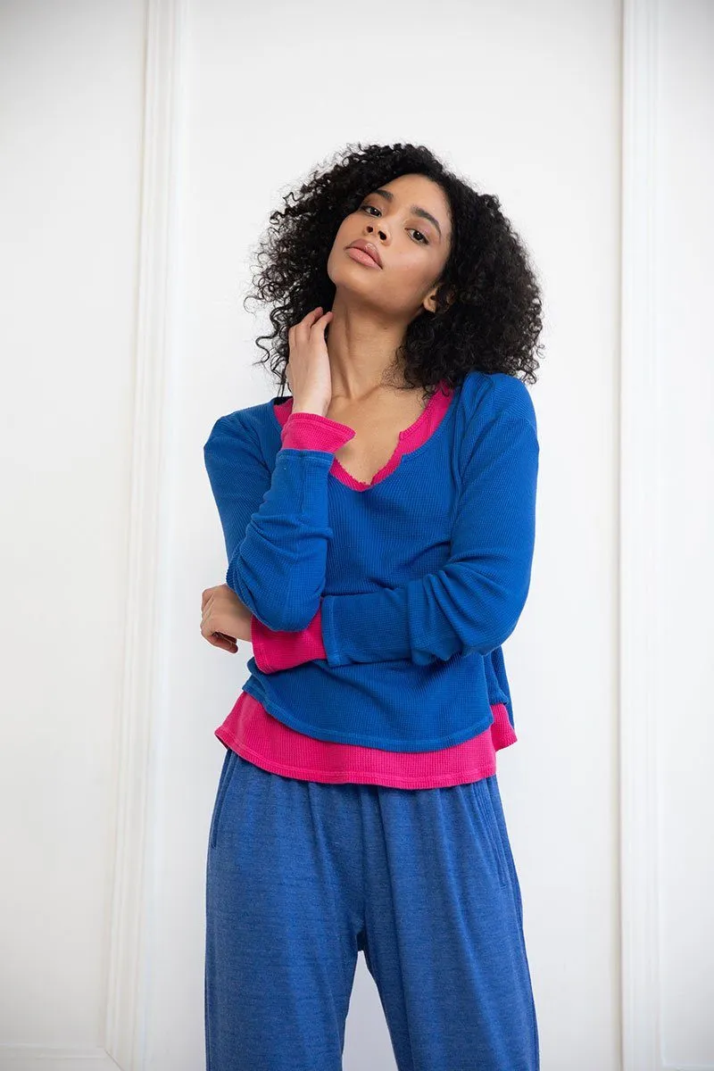 Blue Scoop Slit Top