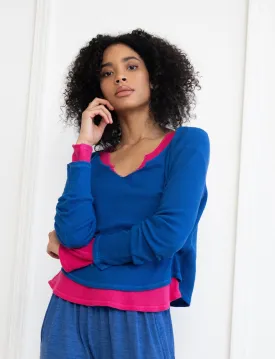 Blue Scoop Slit Top