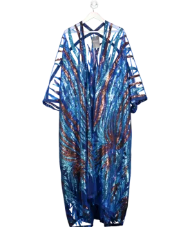 Blue Sequin Embellished Maxi Kimono UK XXXL