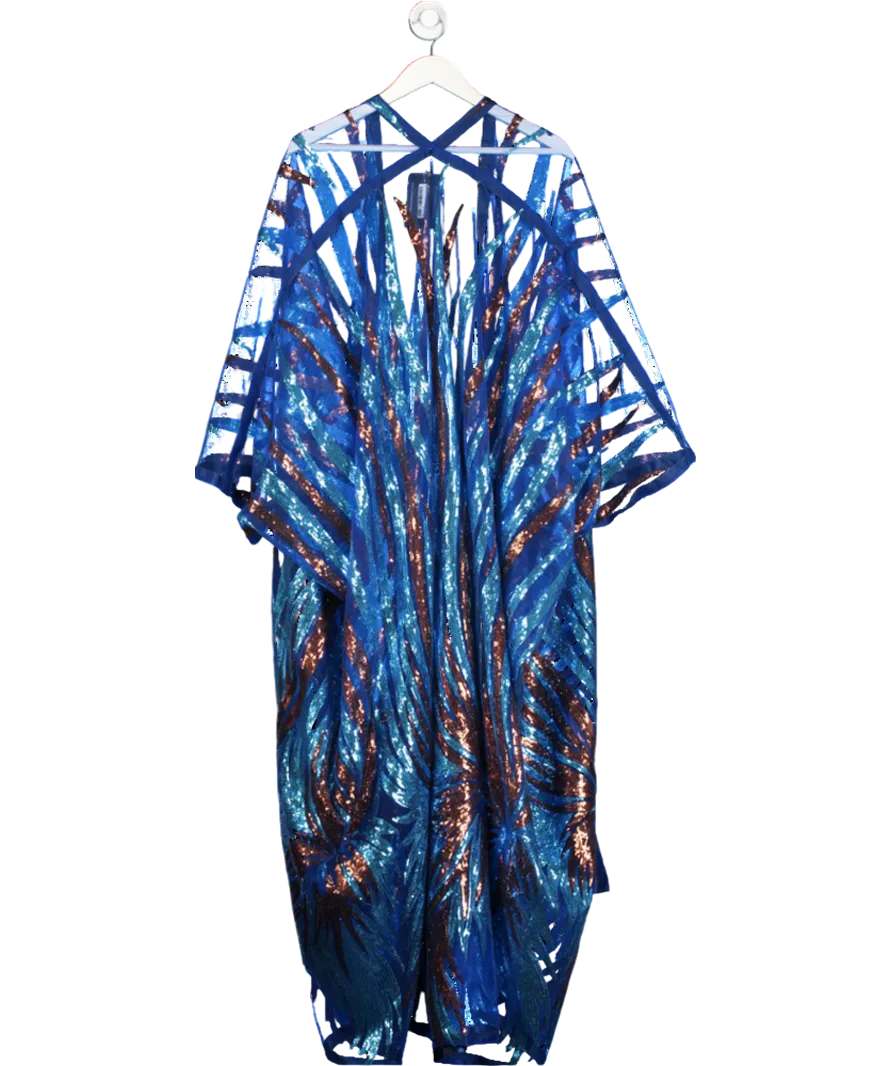 Blue Sequin Embellished Maxi Kimono UK XXXL