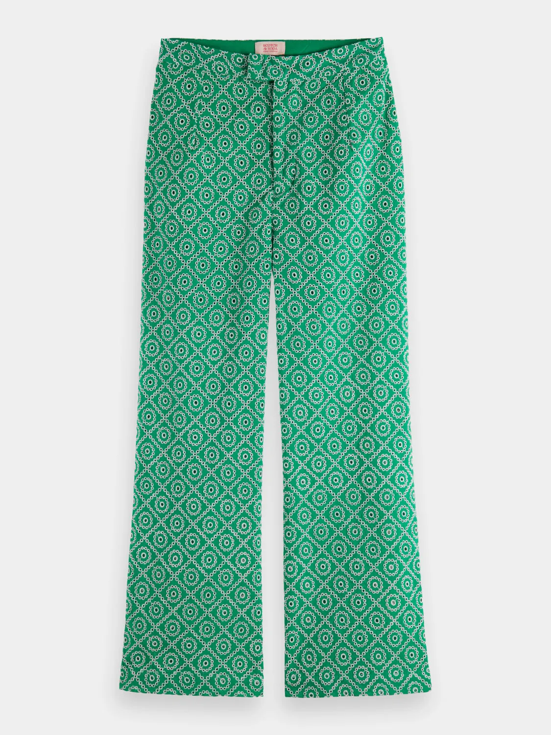 Broderie straight-leg pants