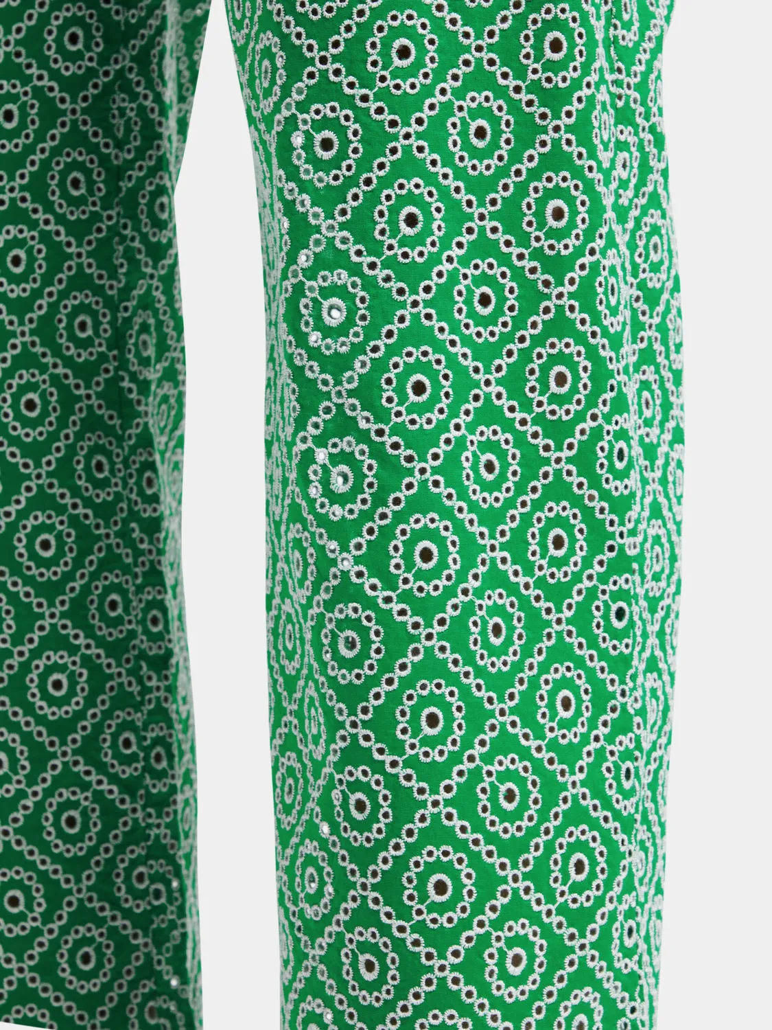Broderie straight-leg pants
