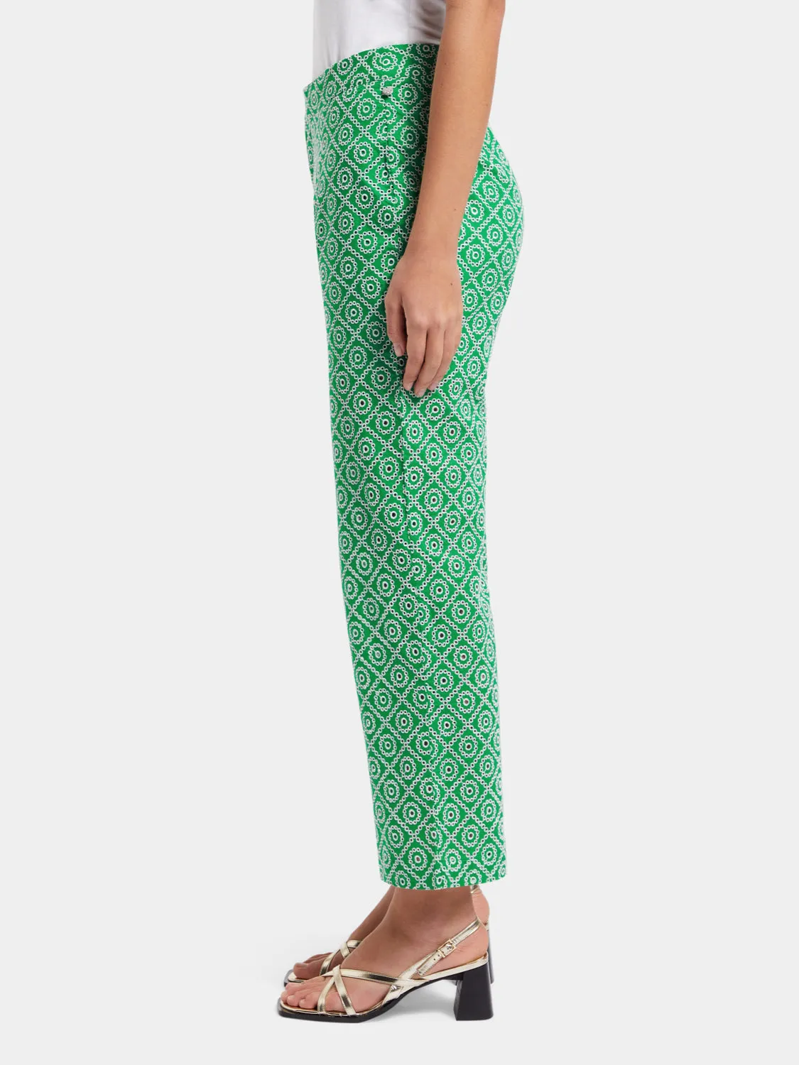 Broderie straight-leg pants