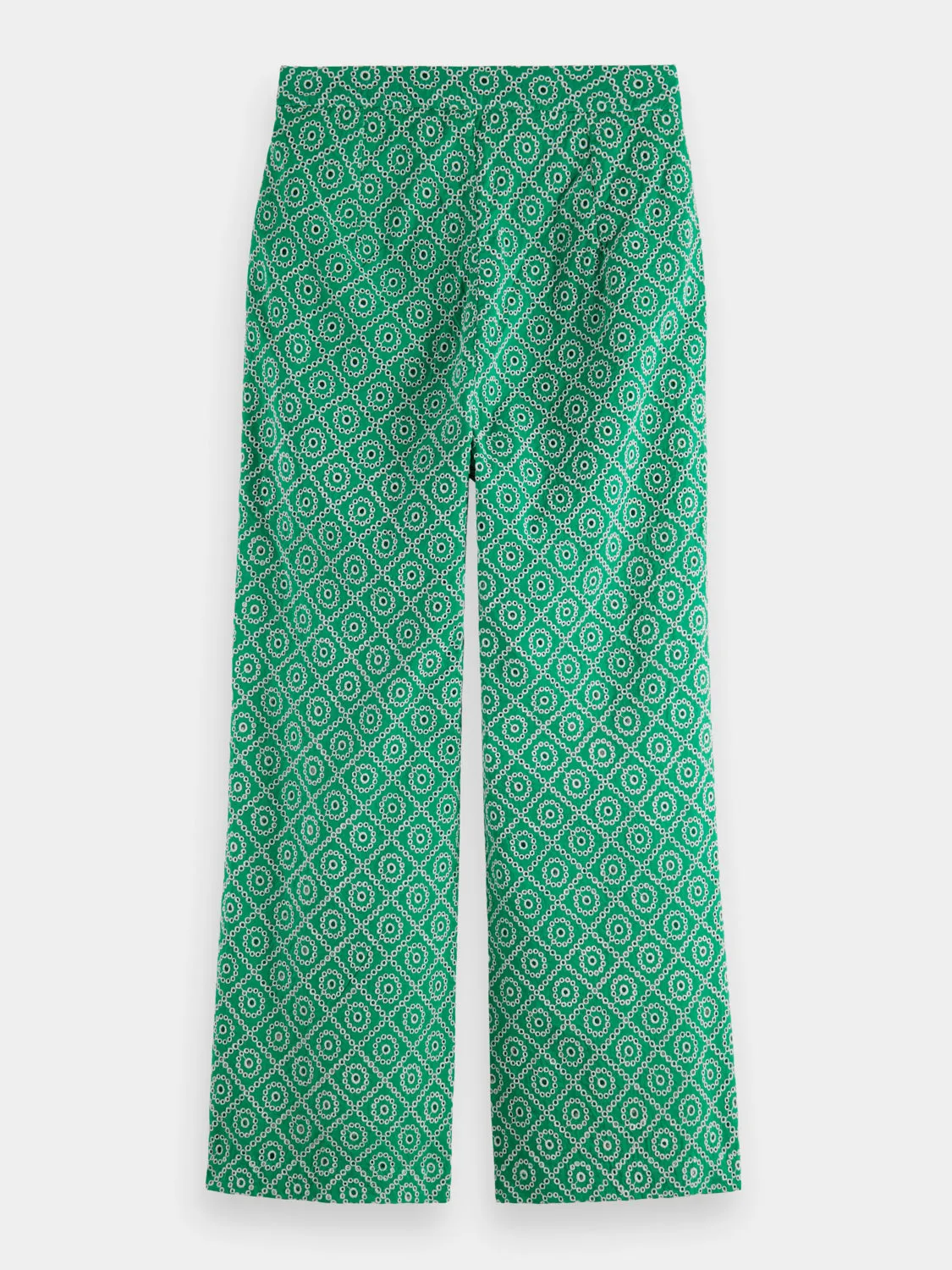 Broderie straight-leg pants