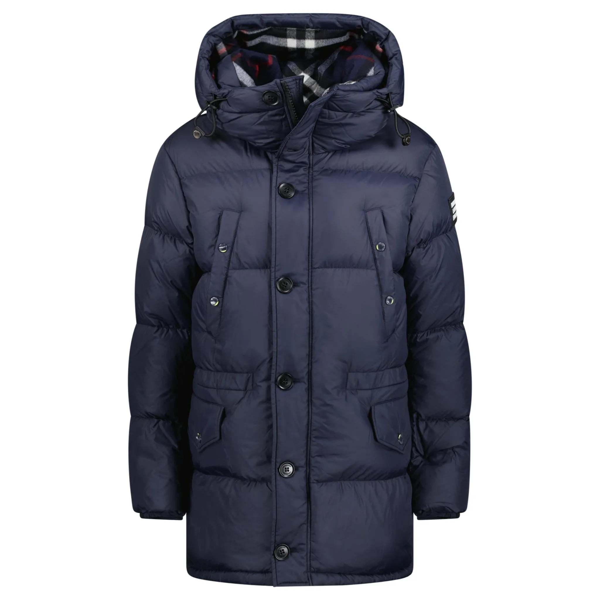 Burberry 'Lockwood' Hooded Check Down Jacket Navy