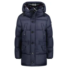 Burberry 'Lockwood' Hooded Check Down Jacket Navy