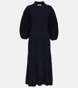 CHLOÉ Ribbed Wool Maxi Dress, Blue