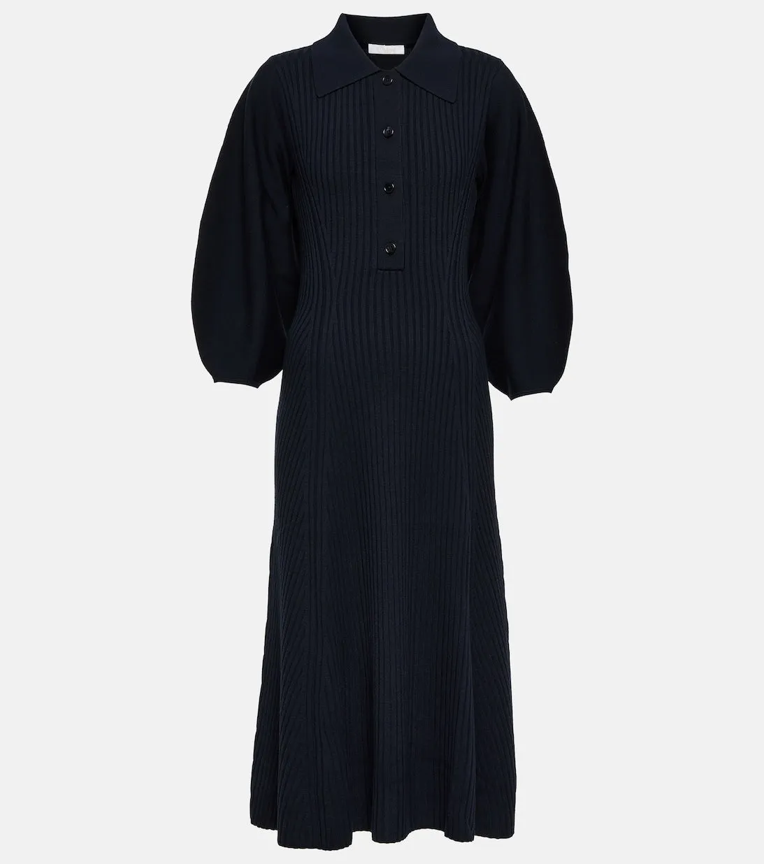 CHLOÉ Ribbed Wool Maxi Dress, Blue