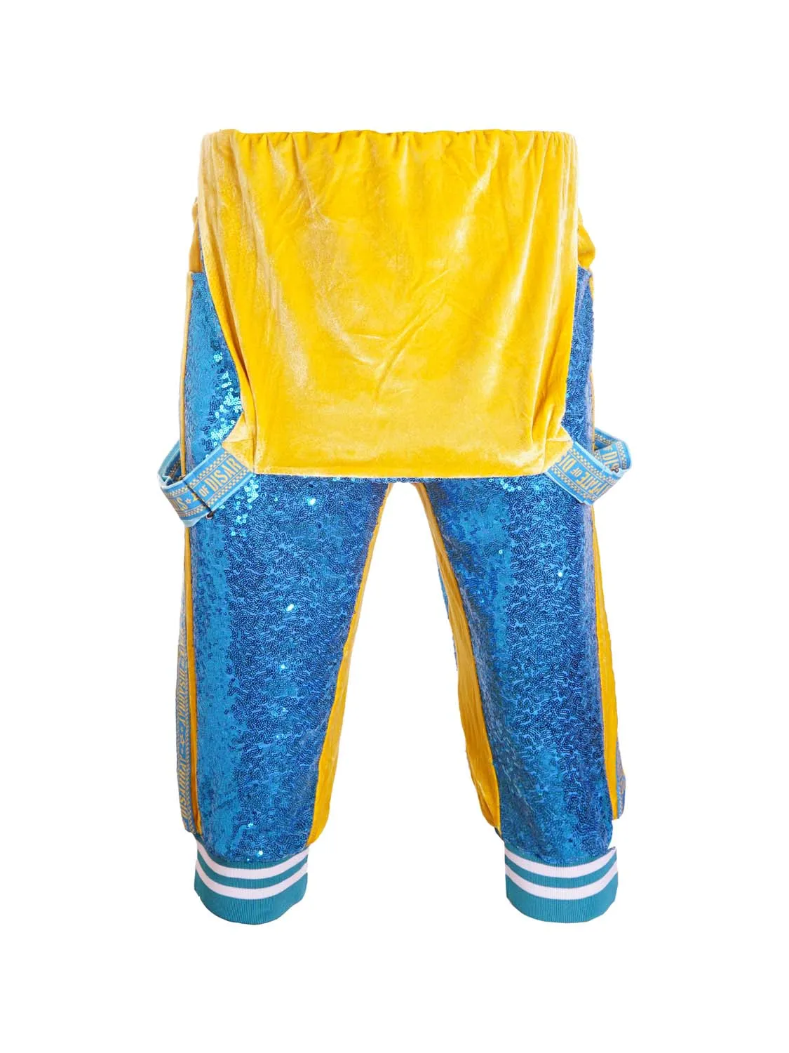 Crystal Blue | Cropped Sequin Dungarees | Unisex