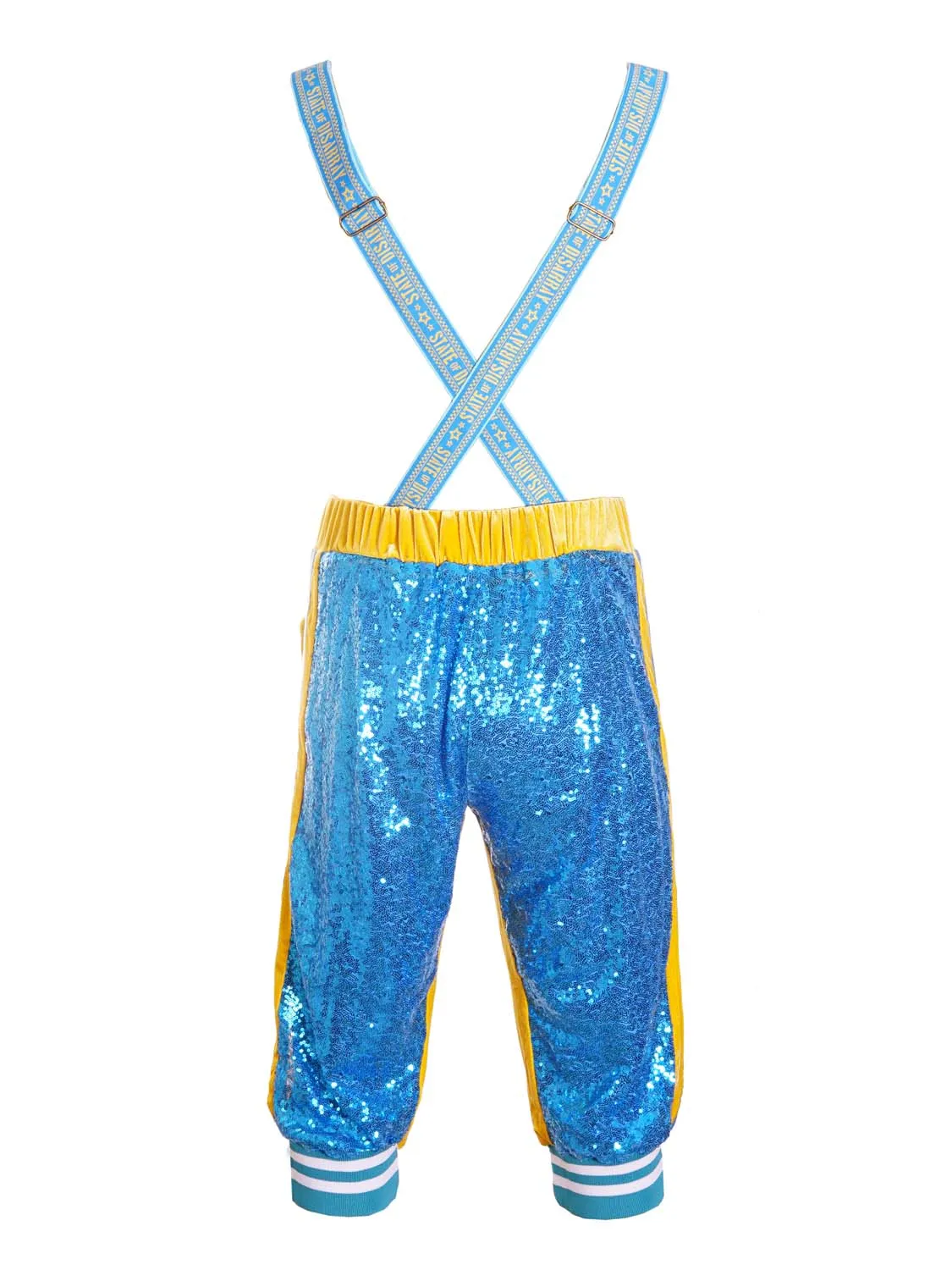 Crystal Blue | Cropped Sequin Dungarees | Unisex