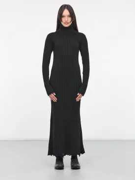 Distressed Rib Knit Dress (JL-N020-051-BLACK)