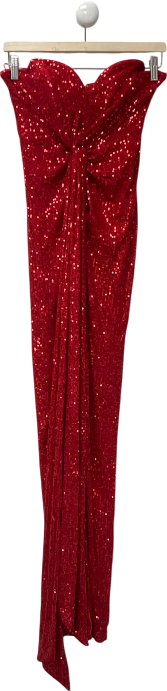 Fashion Nova Red Celeste Sequin Maxi Dress UK S
