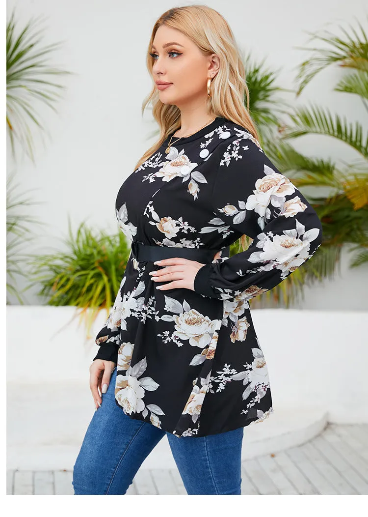 Floral Print Wholesale Plus Size Blouses Women Clothing Fashion Wholesale