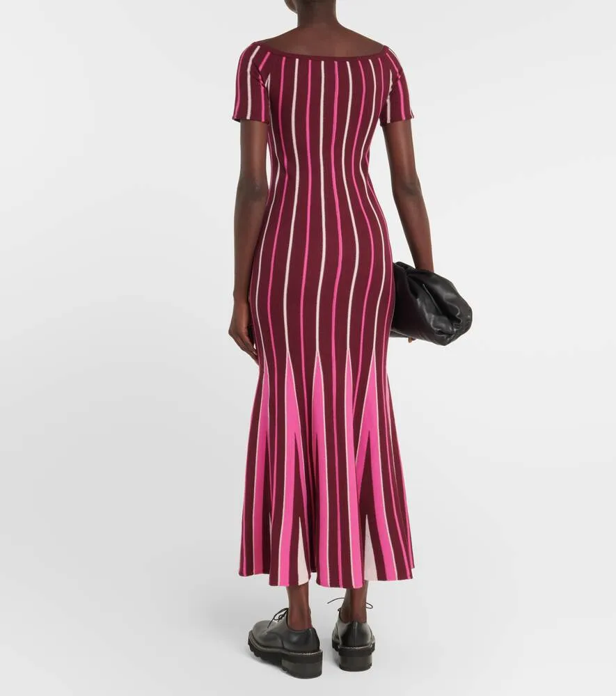 GABRIELA HEARST Pleated Wool Maxi Dress, Red