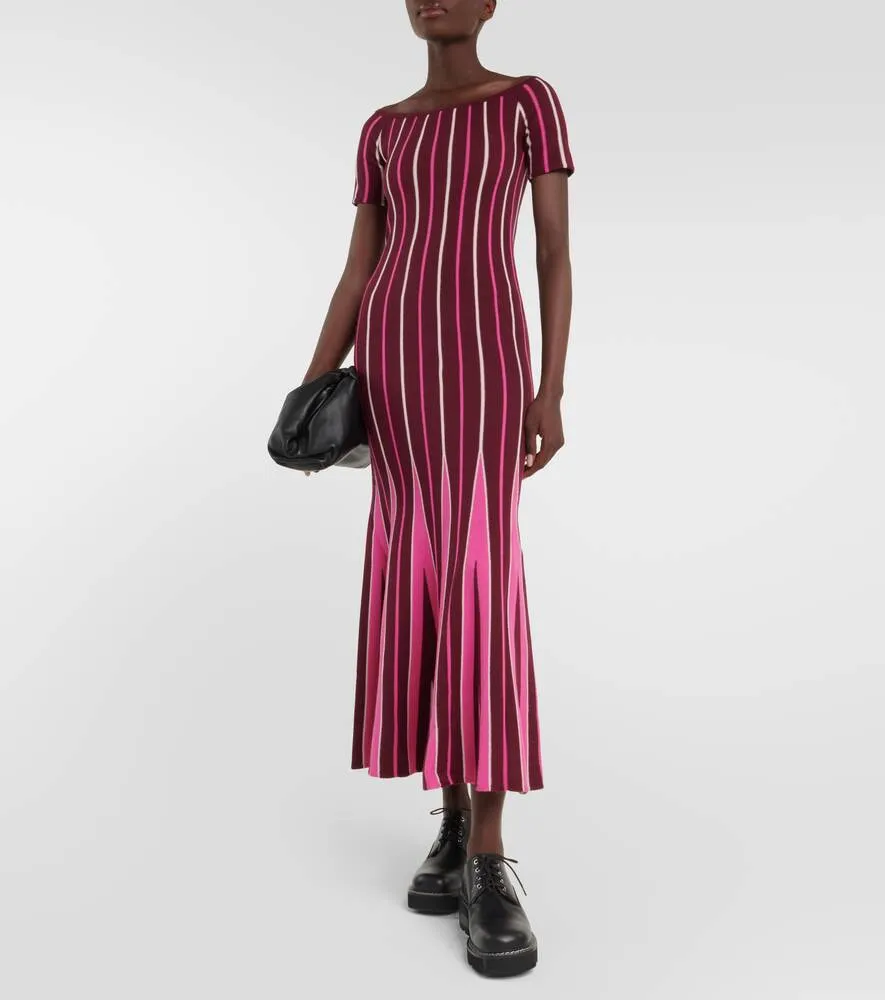 GABRIELA HEARST Pleated Wool Maxi Dress, Red
