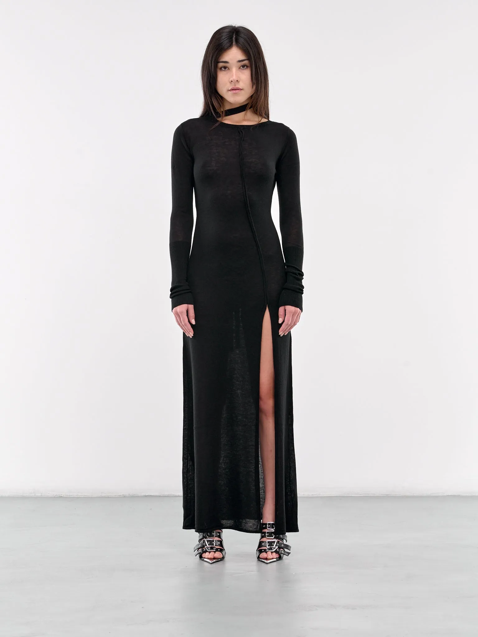 High Split Maxi Dress (KN-07BK-BLACK)