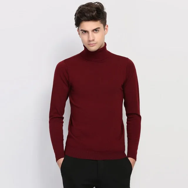 Hot 2021 New Autumn Winter Brand Clothing Slim Fit Winter Pullover Men Solid Color Knitted Sweater Men