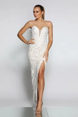 Jadore JX1067 Dress - Ivory/Nude