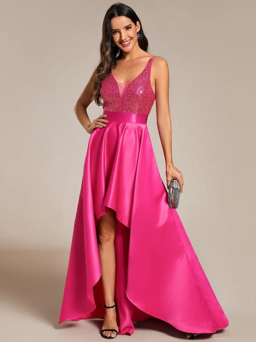 Janis | Sparkly Bodice High Low Prom Dresses for Women