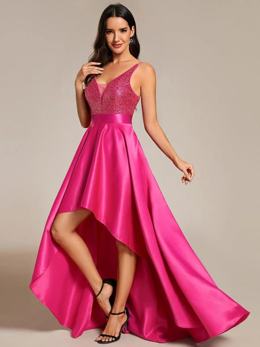 Janis | Sparkly Bodice High Low Prom Dresses for Women