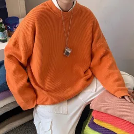 Jinquedai Mens Solid Harajuku Warm Knitted Sweaters Pullover Men Vintage 15 Colors Winter Sweater Male Japanese Wool Sweater