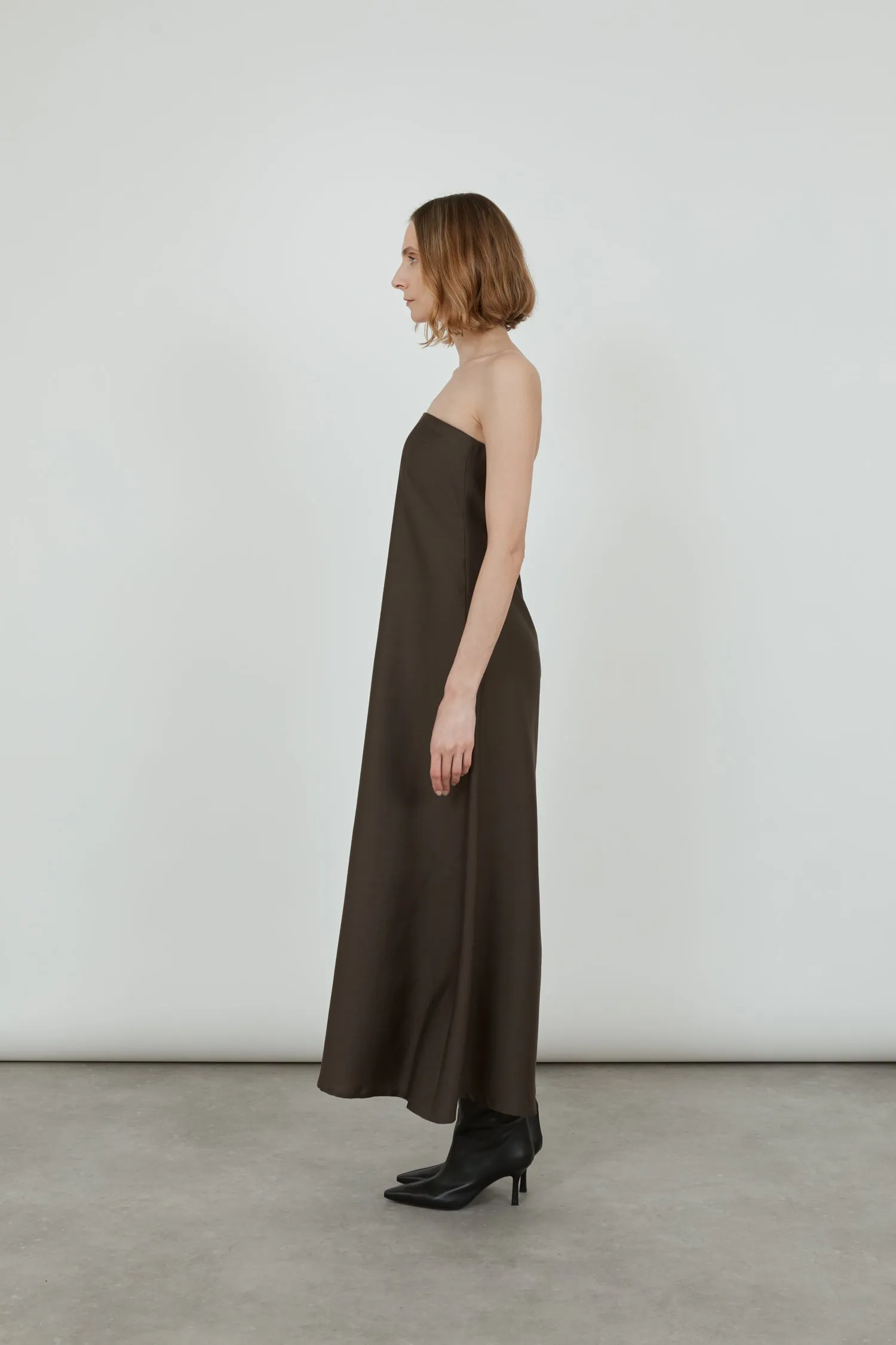 Joan dress | Chocolate - Wool-silk blend