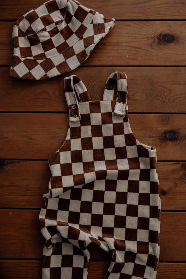 【LAST ONE】Check velvet overalls
