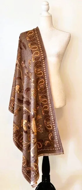Melon and Taupe Mane Reversible Wrap – Artisan Shawl