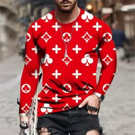 Men's Casual Long Sleeve Round Neck 3D Digital Printed T-Shirt