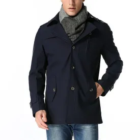 Mens Casual Turn-Down Collar Mid-long Thin Trench Coat
