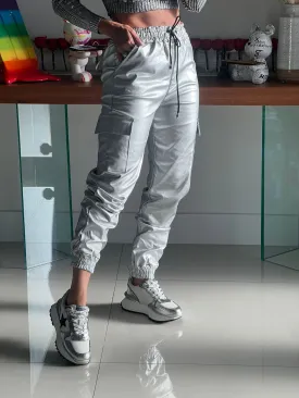 Metallic Cargo Joggers