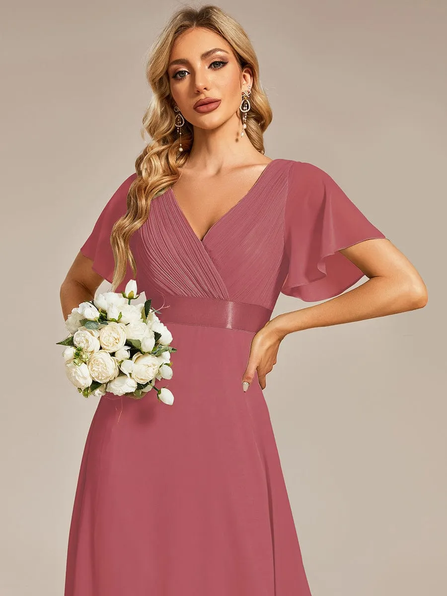 Monica | High Waist Short Sleeves Bridesmaid Dress