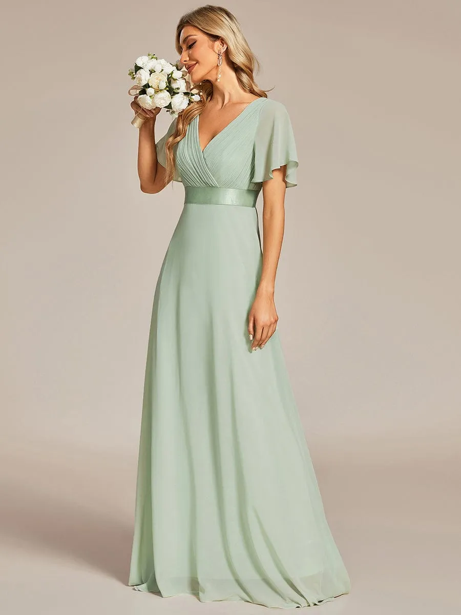 Monica | High Waist Short Sleeves Bridesmaid Dress