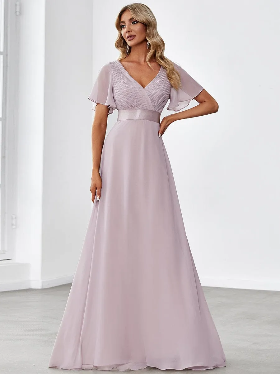 Monica | High Waist Short Sleeves Bridesmaid Dress